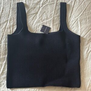 Club Monaco Black Square Neck Crop Tank Top